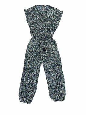 NWT EARTHBOUND Navy Floral Cap Sleeve Jumpsuit with Drawstring Waist - XXL
